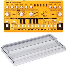 Новый аналоговый синтезатор басовой линии Behringer TD-3-Yellow с крышкой Decksaver — желтый