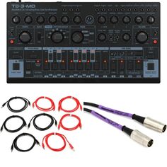 Новый аналоговый синтезатор басовой линии Behringer TD-3-MO-BK с кабелями — черный