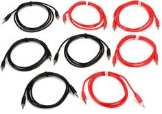 Патч-кабель Eurorack на черном рынке, упаковка из 8 штук — (4) красного цвета по 100 см и (4) черного цвета по 100 см — эксклюзивно для Sweetwater Black Market