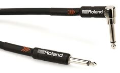 Инструментальный кабель Roland RIC-B10A Black Series — штекер TS 1/4 дюйма к прямоугольному штекеру TS 1/4 дюйма — 10 футов