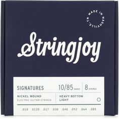 Stringjoy Signatures 8-струнные струны для электрогитары с никелированной обмоткой и тяжелым дном — легкий калибр (.010–.085)