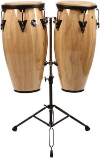 Набор латинских перкуссионных инструментов Aspire Wood Conga/Tumba с подставкой — 11/12 дюйма, натуральный цвет Latin Percussion