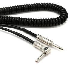 Лавовый кабель LCRCRBS Ретро-катушка, прямой и угловой бесшумный инструментальный кабель — 20 футов, черный Lava Cable