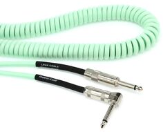 Лавовый кабель LCRCRFG Ретро-катушка, прямой и угловой инструментальный кабель — 20 футов, морская пена, зеленый Lava Cable