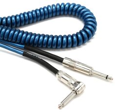 Лавовый кабель LCRCRMBS Ретро-катушка, прямой и угловой бесшумный инструментальный кабель — 20 футов, синий металлик Lava Cable