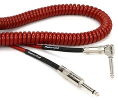Лавовый кабель LCRCRMRS Ретро-катушка, прямой и угловой бесшумный инструментальный кабель — 20 футов, красный металлик Lava Cable