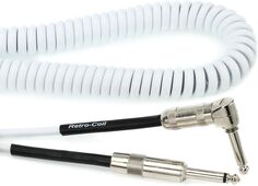 Лавовый кабель LCRCRWS Ретро-катушка, прямой и угловой бесшумный инструментальный кабель — 20 футов, белый Lava Cable