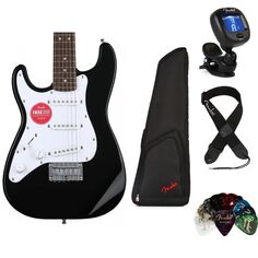 Комплект предметов для электрогитары Squier Mini Stratocaster для левой руки — черный