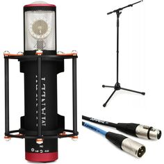 Комплект кардиоидных ламповых конденсаторных микрофонов Manley Reference с большой диафрагмой, подставкой и кабелем