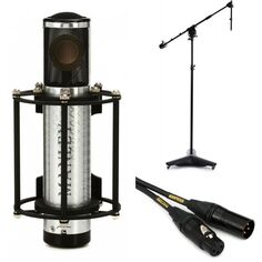Двухнаправленный ламповый конденсаторный микрофон Manley Reference Silver с большой диафрагмой, подставкой и кабелем