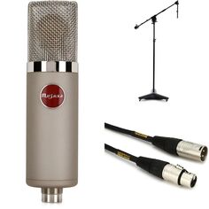Комплект лампового конденсаторного микрофона Mojave Audio MA-300 с большой диафрагмой, подставкой и кабелем — сатинированный никель