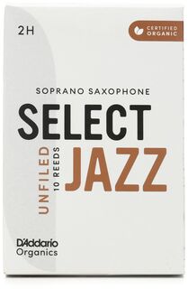 D&apos;Addario Organics Select Jazz Необработанные трости для саксофона сопрано — 2 жестких (10 шт. в упаковке) Daddario