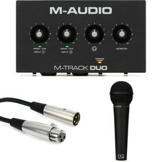 USB-аудиоинтерфейс M-Audio M-Track Duo с кардиоидным динамическим вокальным микрофоном Behringer XM8500