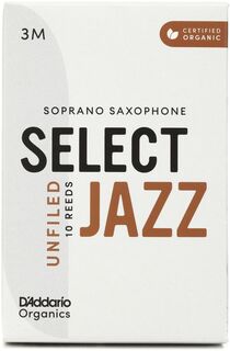 D&apos;Addario Organics Select Jazz Необработанные трости для саксофона-сопрано — 3 средних размера (10 шт. в упаковке) D'addario