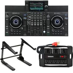 Автономный DJ-контроллер Denon DJ SC Live 4 с подставкой для ноутбука и блоком питания