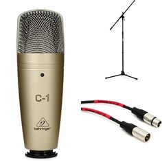 Комплект конденсаторного микрофона Behringer C-1 с большой диафрагмой, подставкой и кабелем