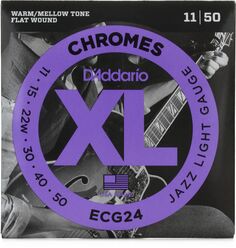 Струны для электрогитары D&apos;Addario ECG24 XL хромированные с плоской намоткой - .011-.050 Jazz Light D'addario
