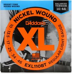 Струны для электрогитары D&apos;Addario EXL110BT XL с никелевой обмоткой - .010-.046, сбалансированное натяжение, обычные легкие D'addario