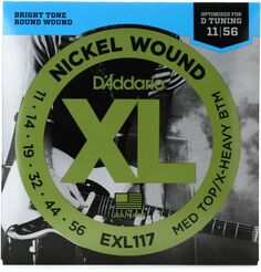 Струны для электрогитары D&apos;Addario EXL117 XL с никелевой обмоткой - .011-.056, средний верх/очень тяжелый низ D'addario