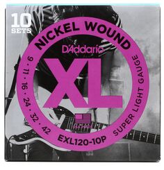 Струны для электрогитары D&apos;Addario EXL120 XL с никелевой обмоткой — .009-.042 Super Light (10 шт.) D'addario