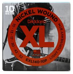 Струны для электрогитары D&apos;Addario EXL140 XL с никелевой обмоткой — .010-.052 светлый верх/тяжелый низ (10 шт.) D'addario