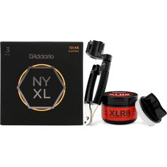 Струны для электрогитары D&apos;Addario NYXL1046 NYXL с никелевой обмоткой — .010-.046, стандартные легкие (3 шт.), набор для ухода D'addario