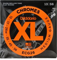 Хромированные струны для электрогитары D&apos;Addario ECG26 XL с плоской обмоткой — .013-.056, средние D'addario