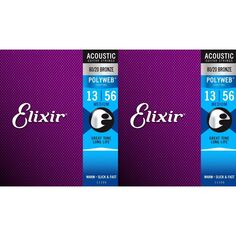 Elixir Strings 11100 Polyweb 80/20 Bronze Струны для акустической гитары — .013-.056, средние (2 шт.)