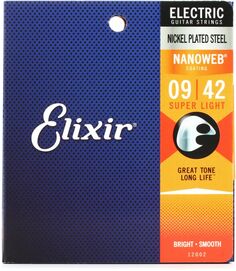 Струны для электрогитары Elixir Strings 12002 Nanoweb — .009-.042 Super Light