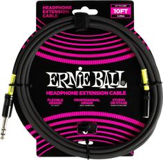 Новый Ernie Ball P06422 Удлинительный кабель для наушников TRS «папа» 1/4 дюйма и «мама» TRS 3,5 мм — 10 футов