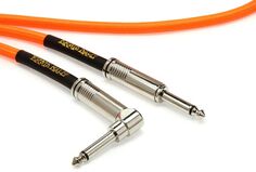 Ernie Ball P06079 Плетеный инструментальный кабель с прямым и прямым углом — 10 футов неоновый оранжевый