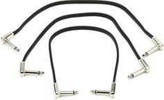 Ernie Ball P06222 Плоский ленточный соединительный кабель для педалборда — от прямого угла к прямому — 12 дюймов (3 шт.)