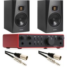Новый комплект акустического USB-аудиоинтерфейса Focusrite Scarlett 2i2 4-го поколения и 7-дюймового активного студийного монитора ADAM Audio T7V