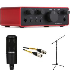 Новый USB-аудиоинтерфейс Focusrite Scarlett Solo 4-го поколения и комплект для записи Audio-Technica AT2020