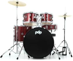 PDP Center Stage PDCE2215KTRR Комплект из 5 ударных инструментов с тарелками — Ruby Red Sparkle