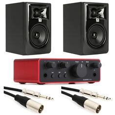 Комплект нового USB-аудиоинтерфейса Focusrite Scarlett Solo 4-го поколения и 5-дюймового активного студийного монитора JBL 305P MkII