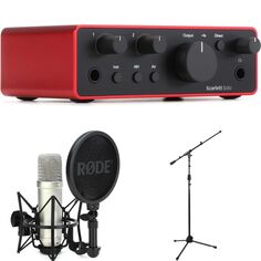Новый комплект Focusrite Scarlett Solo с USB-аудиоинтерфейсом 4-го поколения и микрофоном Rode NT1 — серебристый