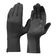 Перчатки походные из шерсти мериноса для взрослых Forclaz Trek 500, темно-серый