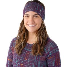 Двусторонняя повязка на голову Merino 250 Smartwool, цвет Purple Iris Digi Plaid