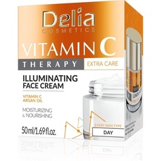Осветляющий крем для лица с витамином С и аргановым маслом, 50 мл, дневной крем, Delia Cosmetics