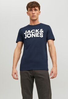 футболка с принтом JJECORP LOGO SS O NECK NOOS Jack &amp; Jones, темно-синий пиджак