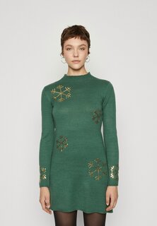 Платье-футляр PCFORA CHRISTMAS SEQUINS DRESS Pieces, треккинговый зеленый/золотой