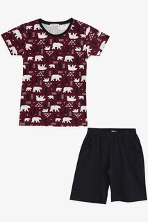Пижамный комплект с шортами для мальчика, Cherry Rotten с милым узором в виде белого медведя (4–8 лет) Breeze