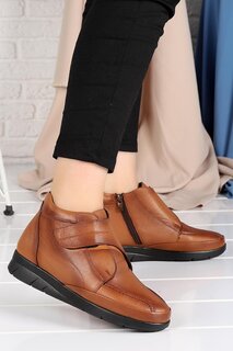 302 Кожаные туфли на липучке для повседневного использования с резиновой подошвой для мам Woggo, шоколадно-коричневый