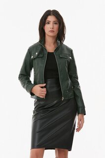 Куртка из искусственной кожи на молнии Fullamoda, зеленый