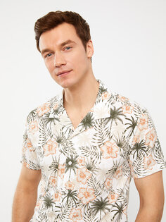 Мужская рубашка Slim Fit с коротким рукавом с рисунком LCW Vision