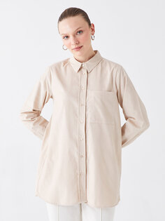 Простая женская рубашка-туника с длинным рукавом LCW Modest, ваниль