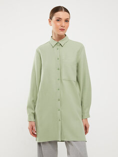 Простая женская рубашка-туника с длинным рукавом LCW Modest, мятно-зеленый