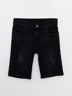 Хлопковые джинсовые шорты для мальчика с рваными деталями LCW Kids
