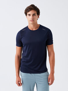 Мужская спортивная футболка с круглым вырезом и короткими рукавами LCW Active, темно-синий